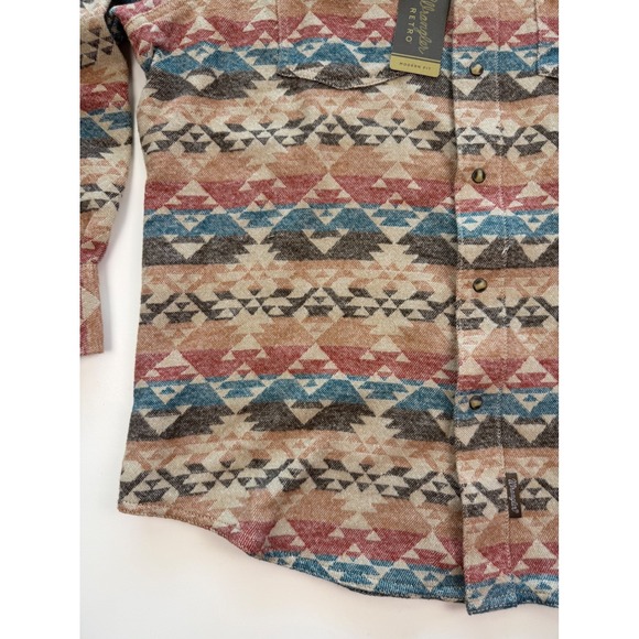 Wrangler Retro Premium Mens XL Southwestern Aztec Print Long Sleeve Snap Shirt - Picture 8 of 16